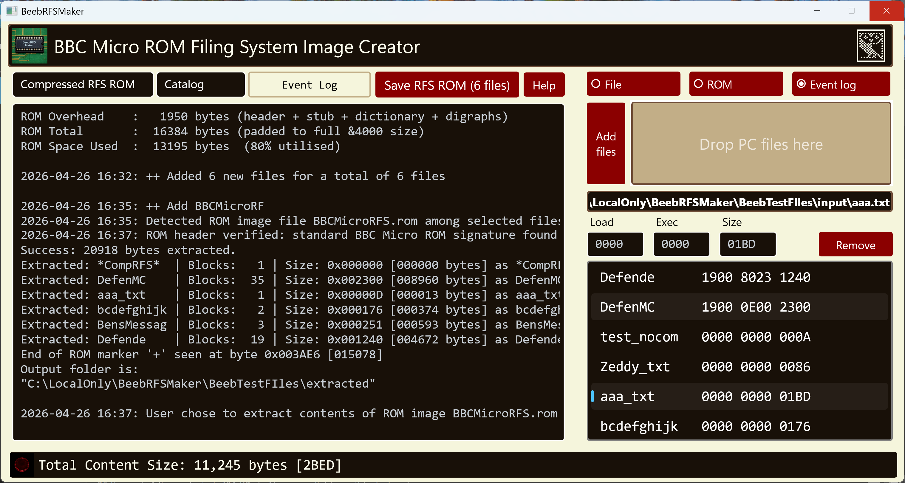 BeebRFSMaker extraction screen